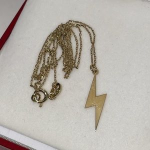 Solid Stamped 10K Yellow Gold Lightning Pendant Bolt Necklace (not 14K) Vintage